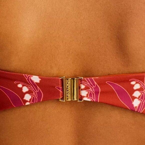 Juan De Dios San Miguel Hand Embroidered Bikini Top Sunset Wave Size XL Brown - Picture 4 of 4